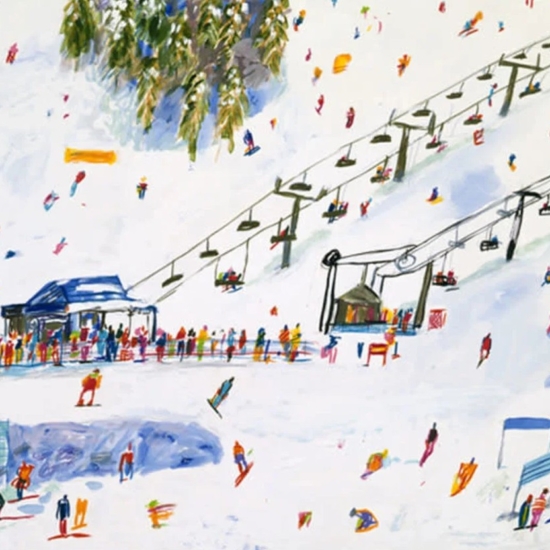 ケン・ドーンの絵画作品　タイトルは、on the slopes